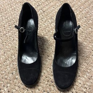 Miu Miu black suede chunky heel size 38